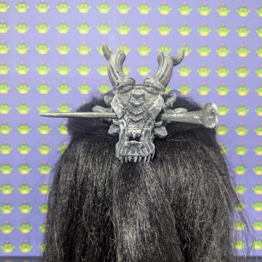 Hand painted Dragon Skull Hair Pin