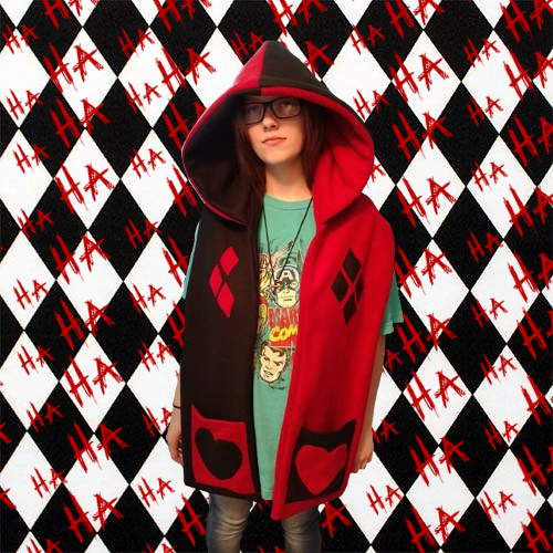 Harley Quinn Inspired Hooded Scarf