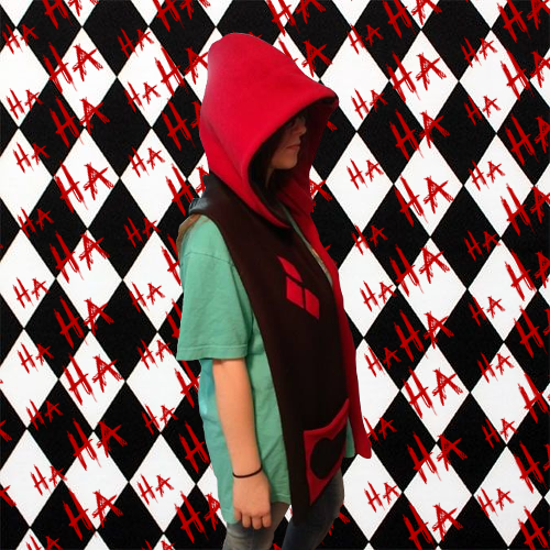 Harley Quinn Inspired Hooded Scarf