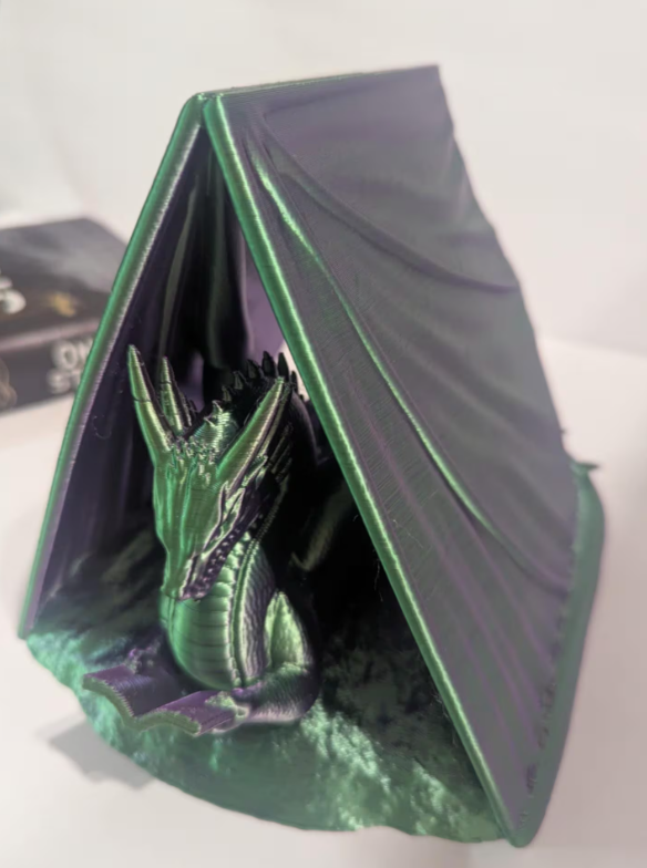 Green and Purple Dragon Book Cradle